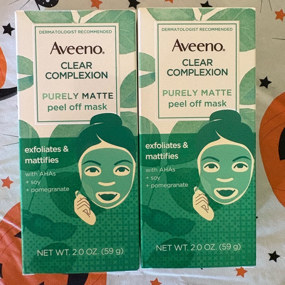 2 Bottles of Aveeno Clear Complexion Peel Off Mask - Green